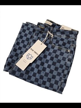 Size 9 New Boutique Blue Checkered Jeans